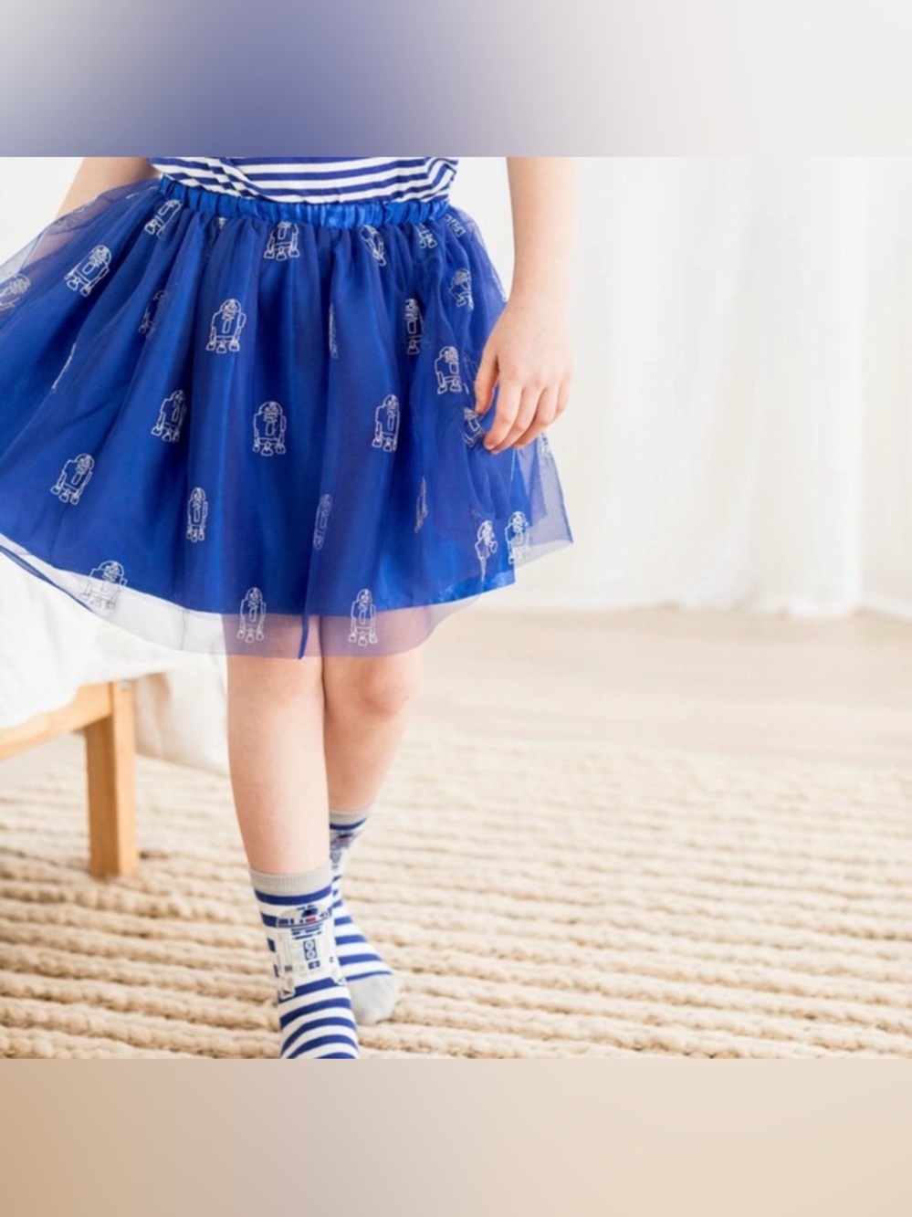 Hanna Andersson Disney Star Wars R2D2 Blue Tulle Skirt with Silver R2D2